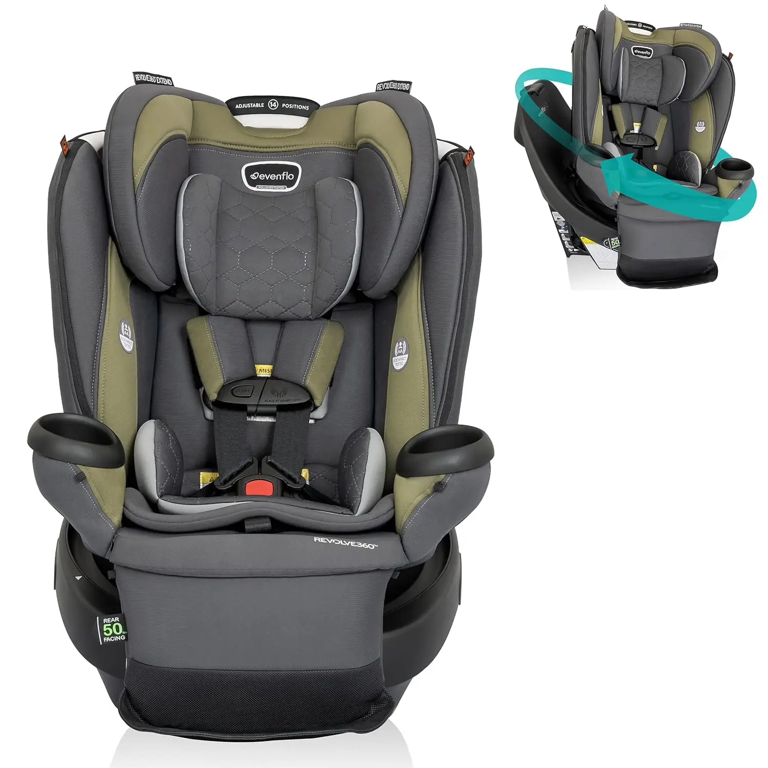 

Revolve360 Extend Rotational All in 1 Convertible Car Seat, Rear Facing up to 50 Pounds with 360 Degree Rotation