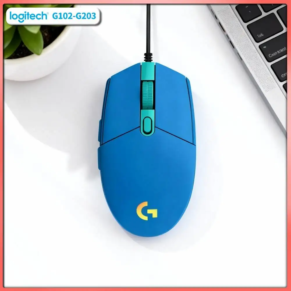 Logitech G203 LIGHTSYNC Gaming Mouse 8000 DPI Adjustable RGB Backlight 6 Buttons Mechanical Tensioning Mac PC Long-Lasting Use