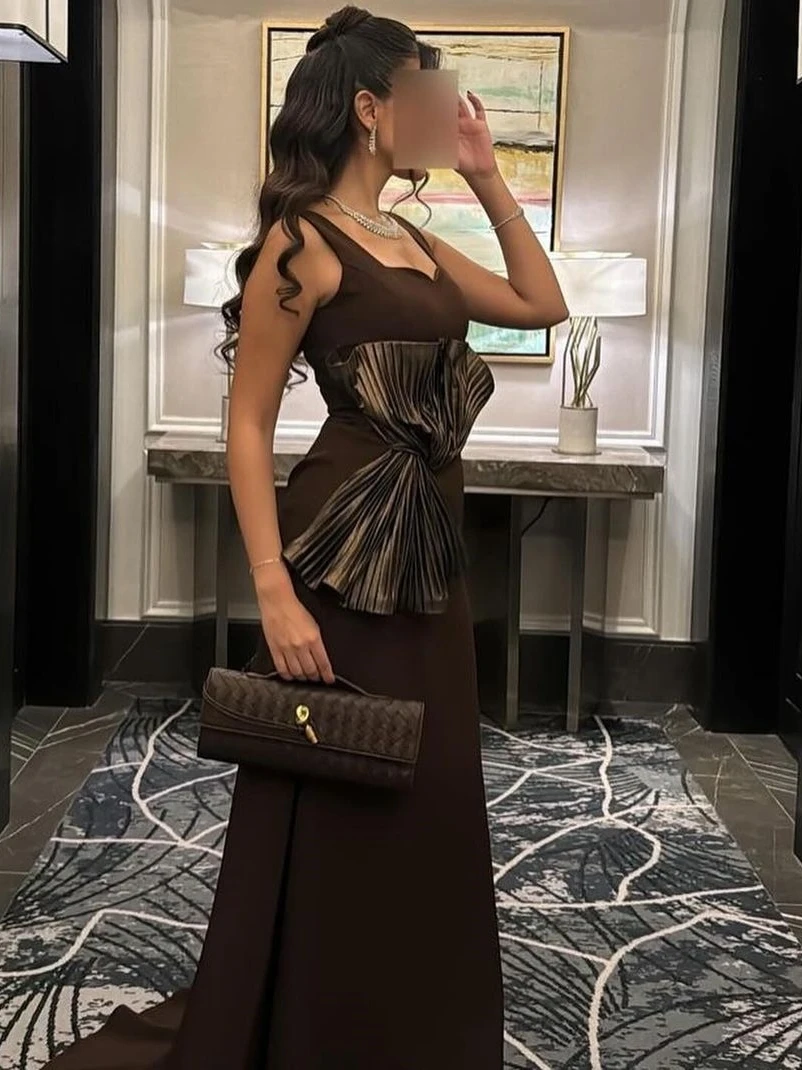 Oisslec Prom Dresses Elegant Vintage Sexy Brown Bow Square Collar Fashion Formal Occasion Prom Dress Evening Party Gowns