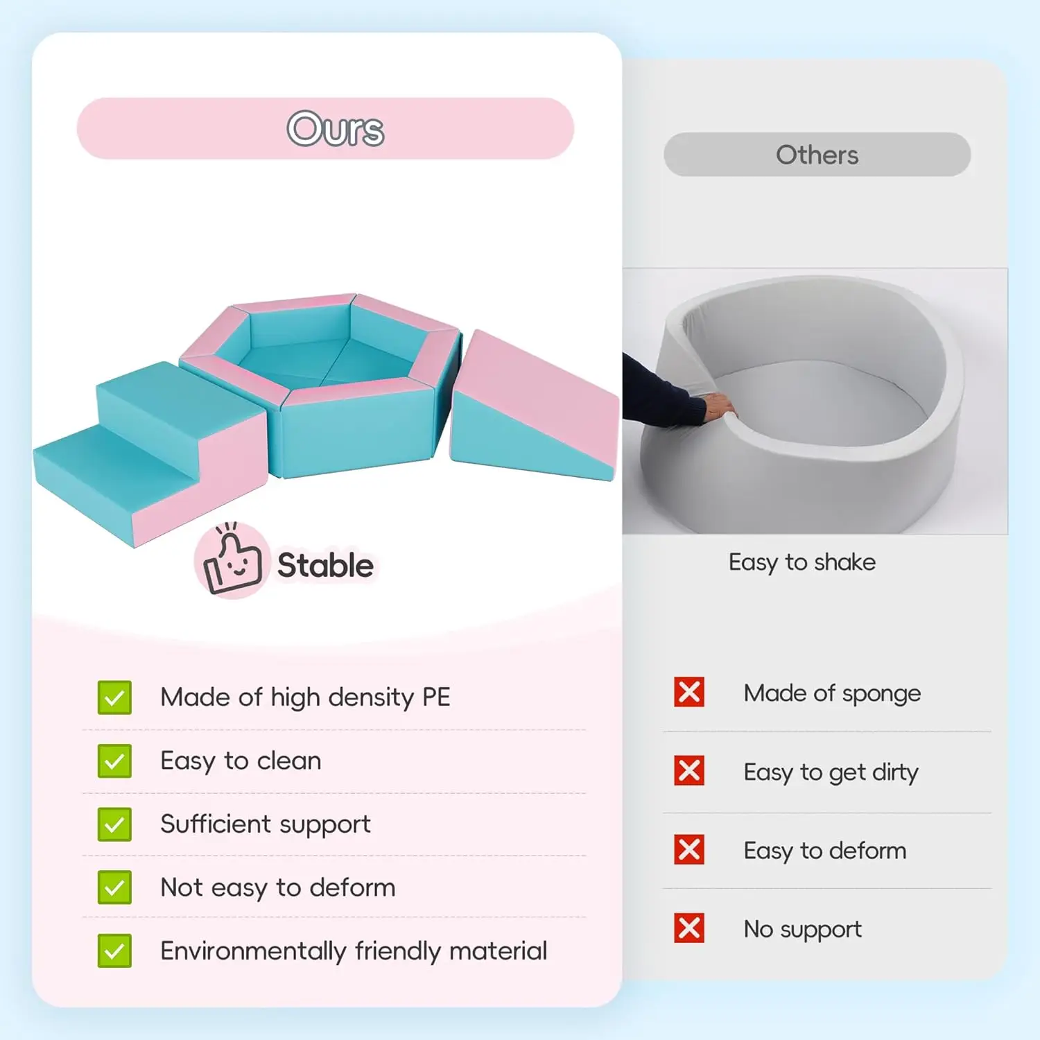 Foam Climbing Blocks for Girls Toddlers,Pink Soft Play Set Ball Pit,Climb & Crawl Foam Playset for Kids, Toddler Climber Indoor