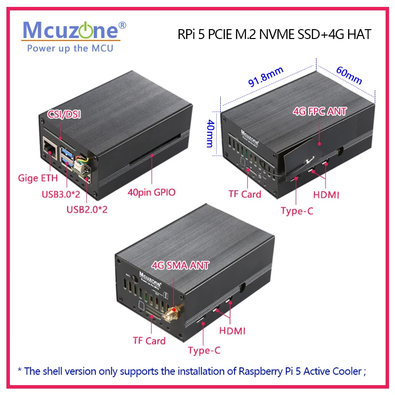 MPS2242-4G LTE Raspberry Pi 5 PCIE M.2 NVME SSD+4G LTE HAT