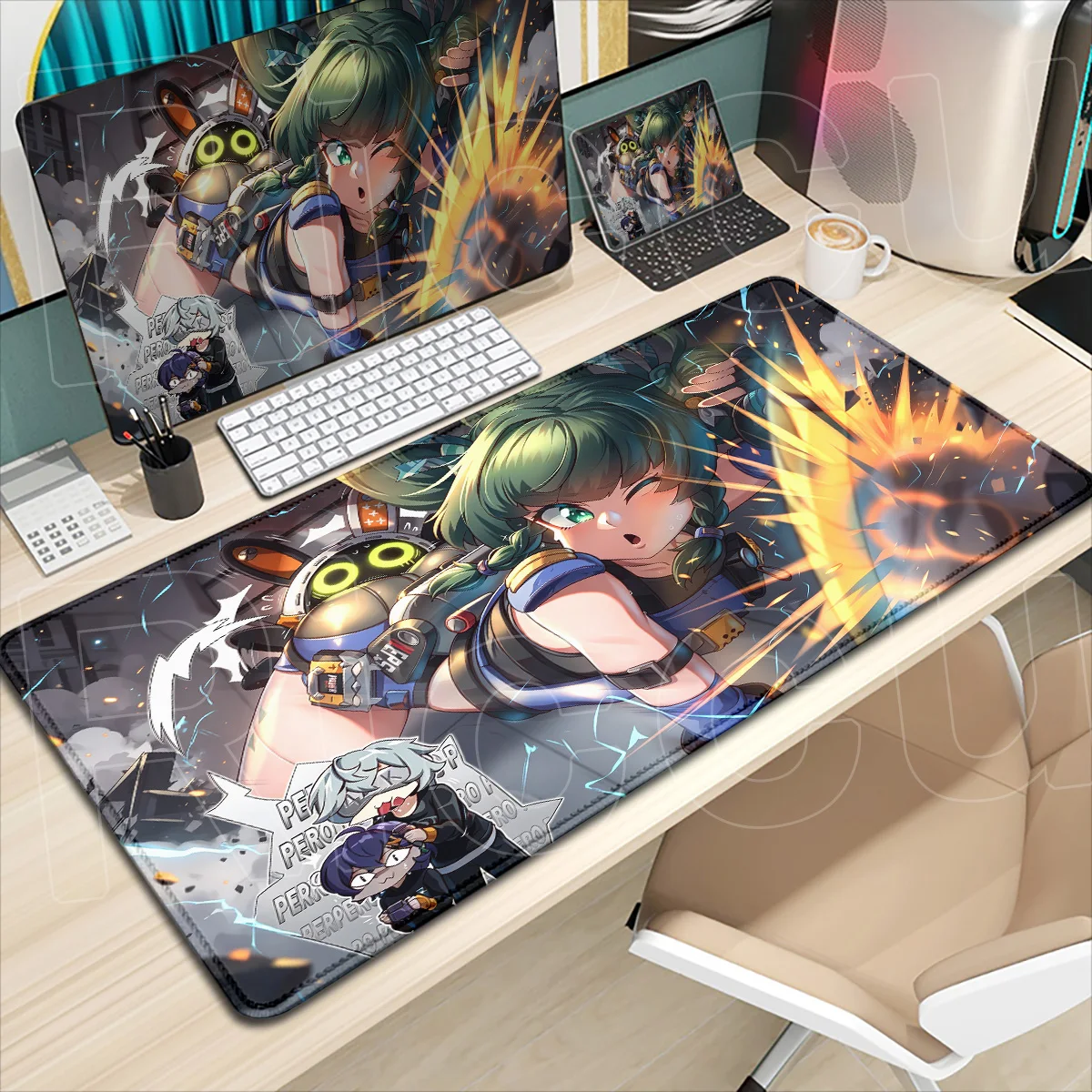 Z-zenless Zone Zero ZZZ Qingyi Kawaii Desktop Carpet XXL E-sport Gamer Rubber HD Printing Mouse Pad Large Office Cabinet Mauspad