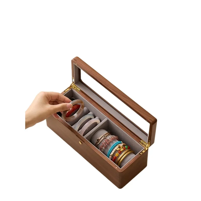 Solid wood jadeite bracelet box Large capacity bracelet jewelry box High-end exquisite gold jade bracelet storage box