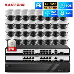KANTURE H.265 32CH 4K NVR Kit HD 8MP POE Security Camera System Indoor Outdoor 4K Audio Vandal-Proof CCTV Video Surveillance Set