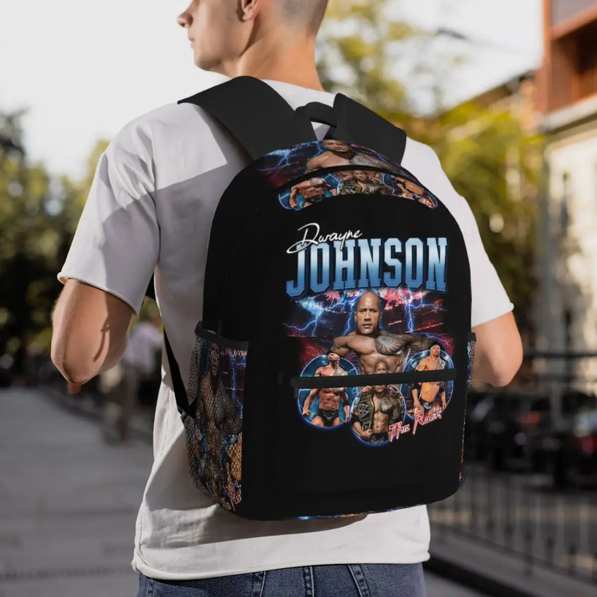 Dwayne The Shrok Johnson The Rock Muscle Man Backpack Student BookBag Children School Bag Laptop Shoulder Bags for Men Women