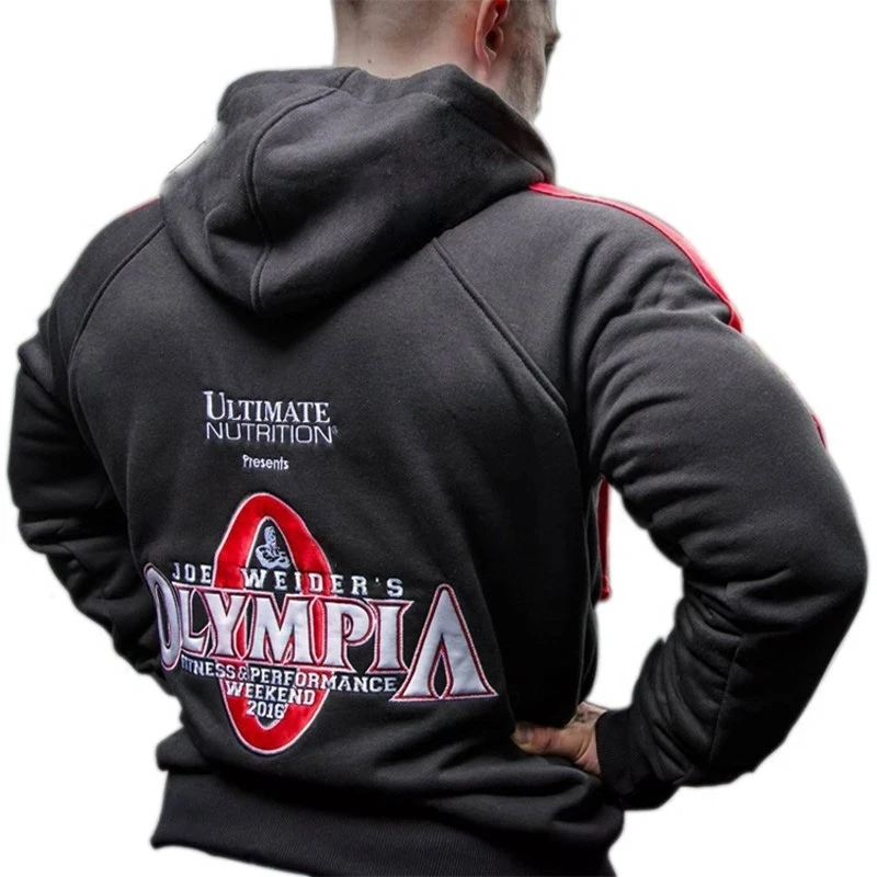 OLYMPIA Men Gyms Hoodies Gyms Fitness Bodybuilding Sweatshirt Pullover Sportswear Male Workout Hooded Jacket Clothing