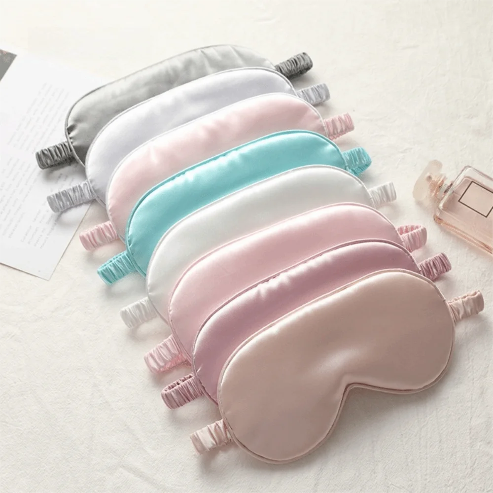Polyester Sleep Mask Breathable Double Sided Total Blackout Eye Cover Sleep Shading Adjustable Strap Simulation Silk Eye Mask