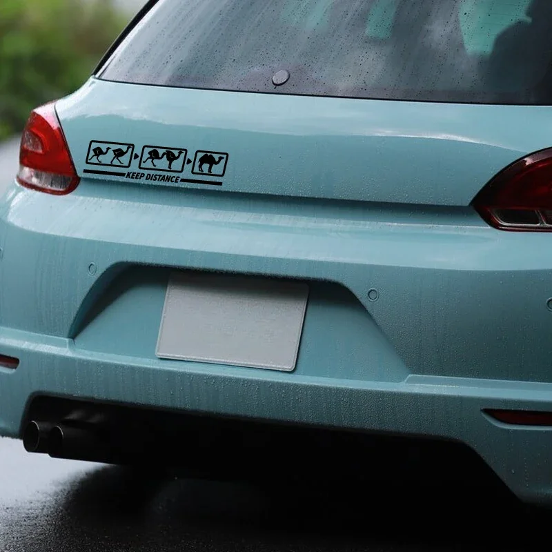 Waterproof Irregular Car Sticker Surface Mount Funny Ostrich Camel Distance Reminder for Safe Driving