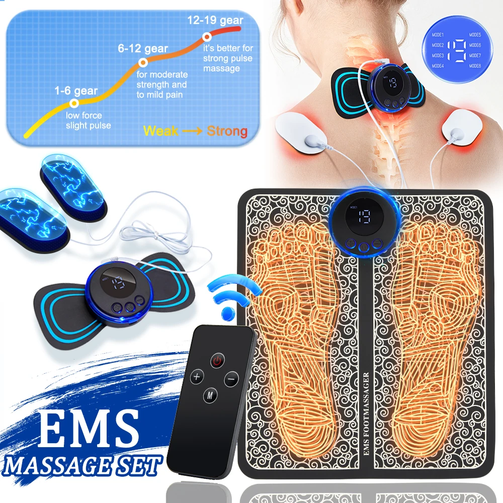 EMS Foot Massager Electric Massage Mat for Feet Pain Relief Tens Electrostimulator Pad Muscle Stimulator Salud Blood Circulation