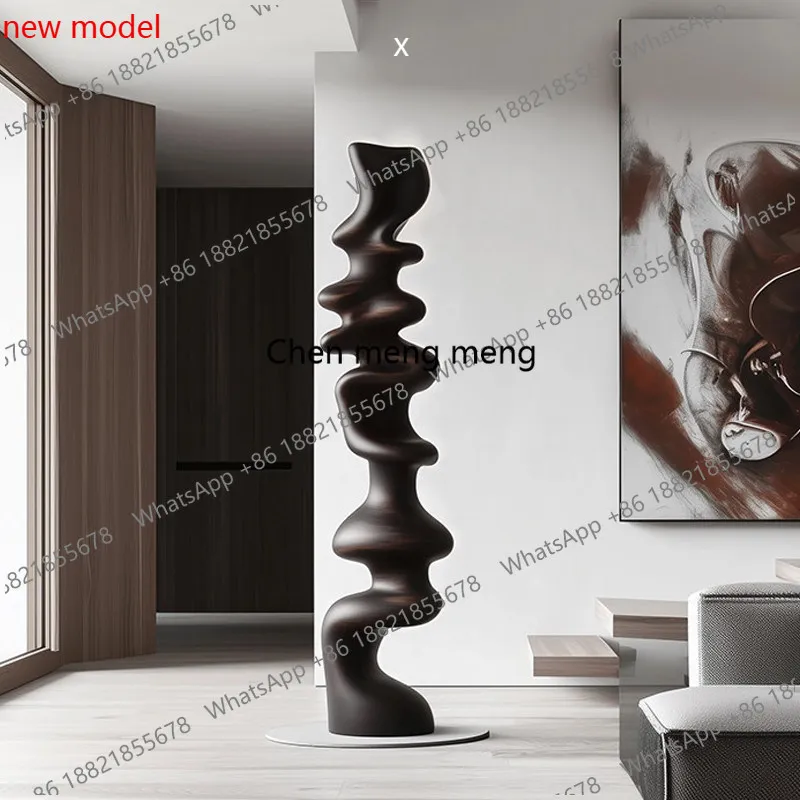 N138Modern abstract floor sculpture large ornament wood carving artwork living room entrance decoration ornament