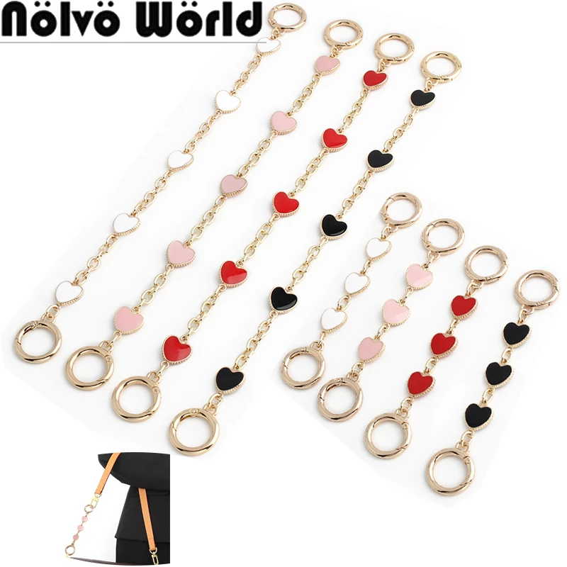 

2/10/50PCS 14/30.5CM Strawberry/Heart Shape Metal Underarm Extension Chains With Spring Ring For Bags Shoulder Strap Accessories