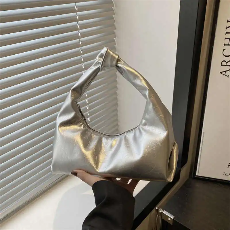 المرأة بلون بولي PU حقيبة يد سستة مطوي ريترو زلابية حقيبة الكورية المألوف بسيطة تنوعا حقائب الإبط الإناث