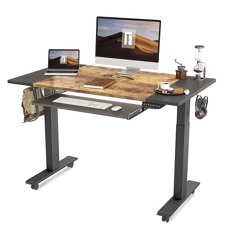 

Modern Electric Standing Desk with Adjustable Height and Width Commercial Home Office Computer Table Wooden Material