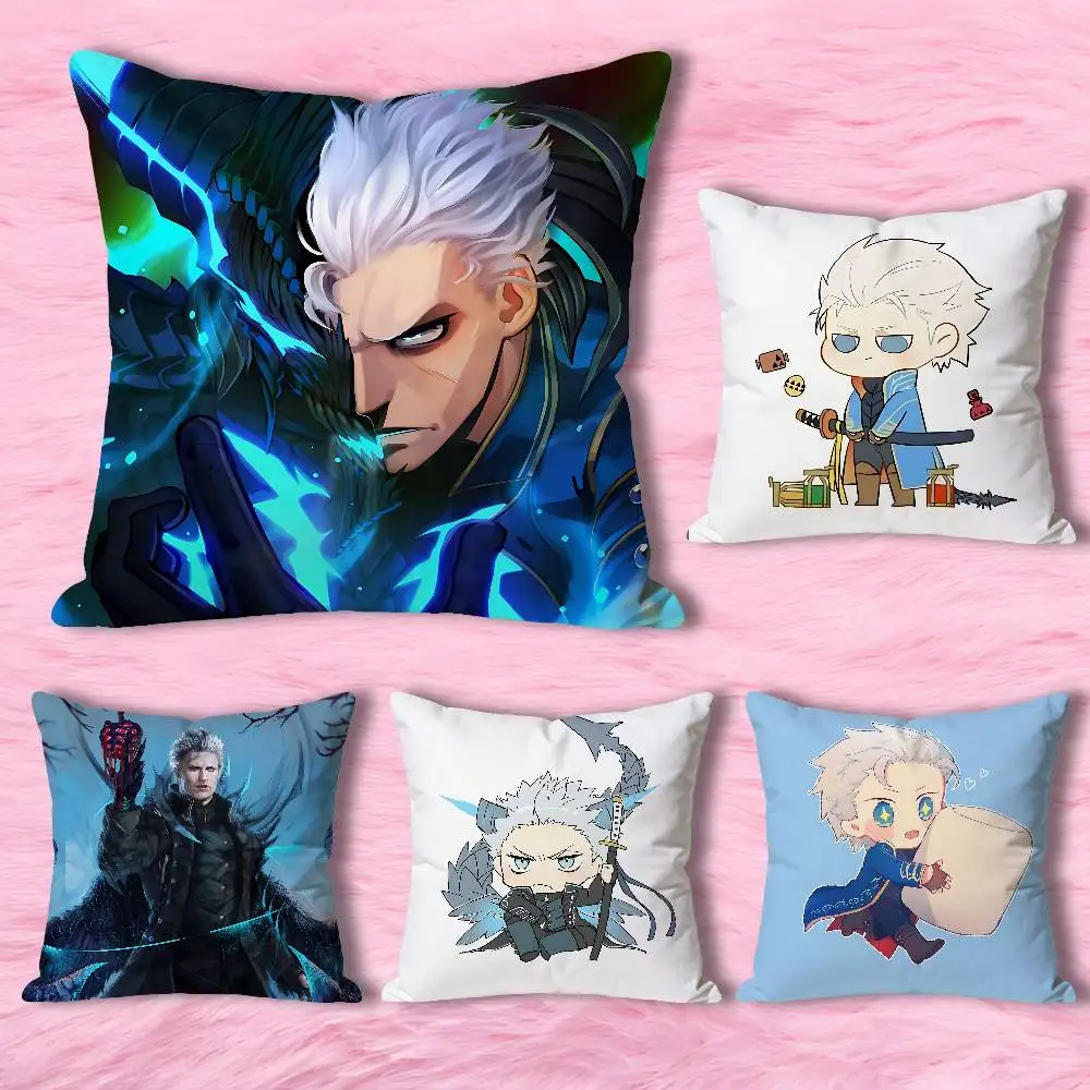 D-Devil May Cry Vergil Anime Celebrity Merchandise All-Match Printed Pillow Case Sofa Car Office Room Decoration Protector