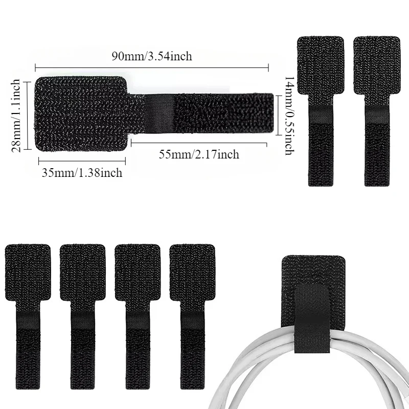 10/20PCS Reusable Cable Ties Self Adhesive Desk Management Reusable Cable Ties Multi-Purpose Cord Protection Mouse Earphones