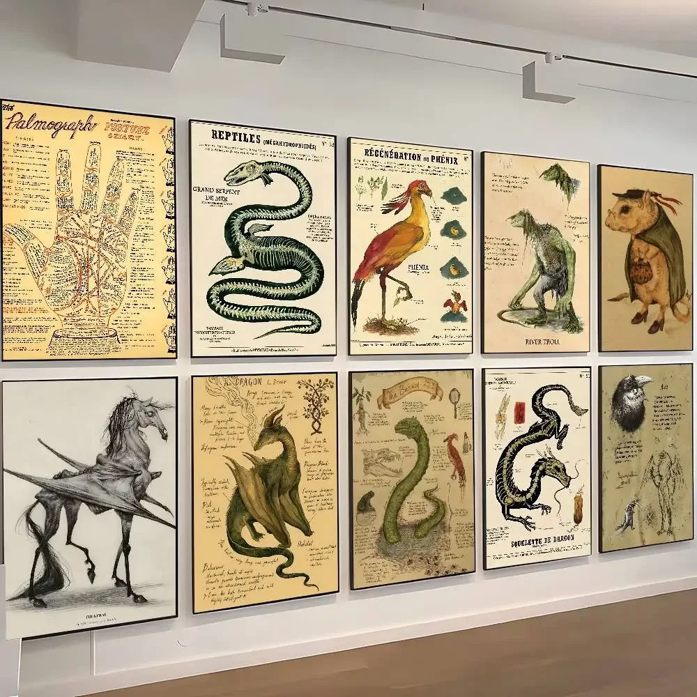 Póster vintage de animales, unicornios, Harry Potter, impresión para decoración del hogar, dormitorio, arte de pared de dibujos animados, imagen HD, mural
