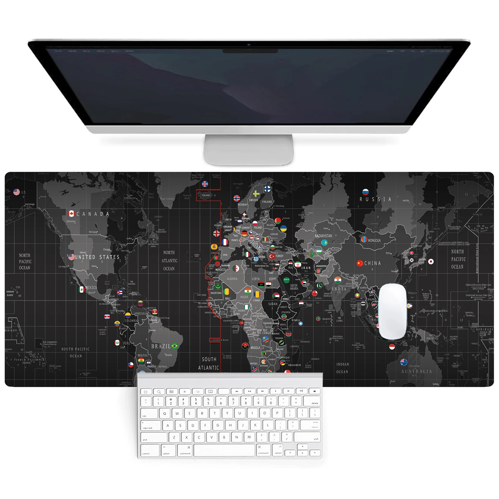 Professional Large Mouse Pad & Computer Game Mouse Mat (35.4x15.7IN/31.5X15.7IN Map) (90 x40/80x40cm Map)