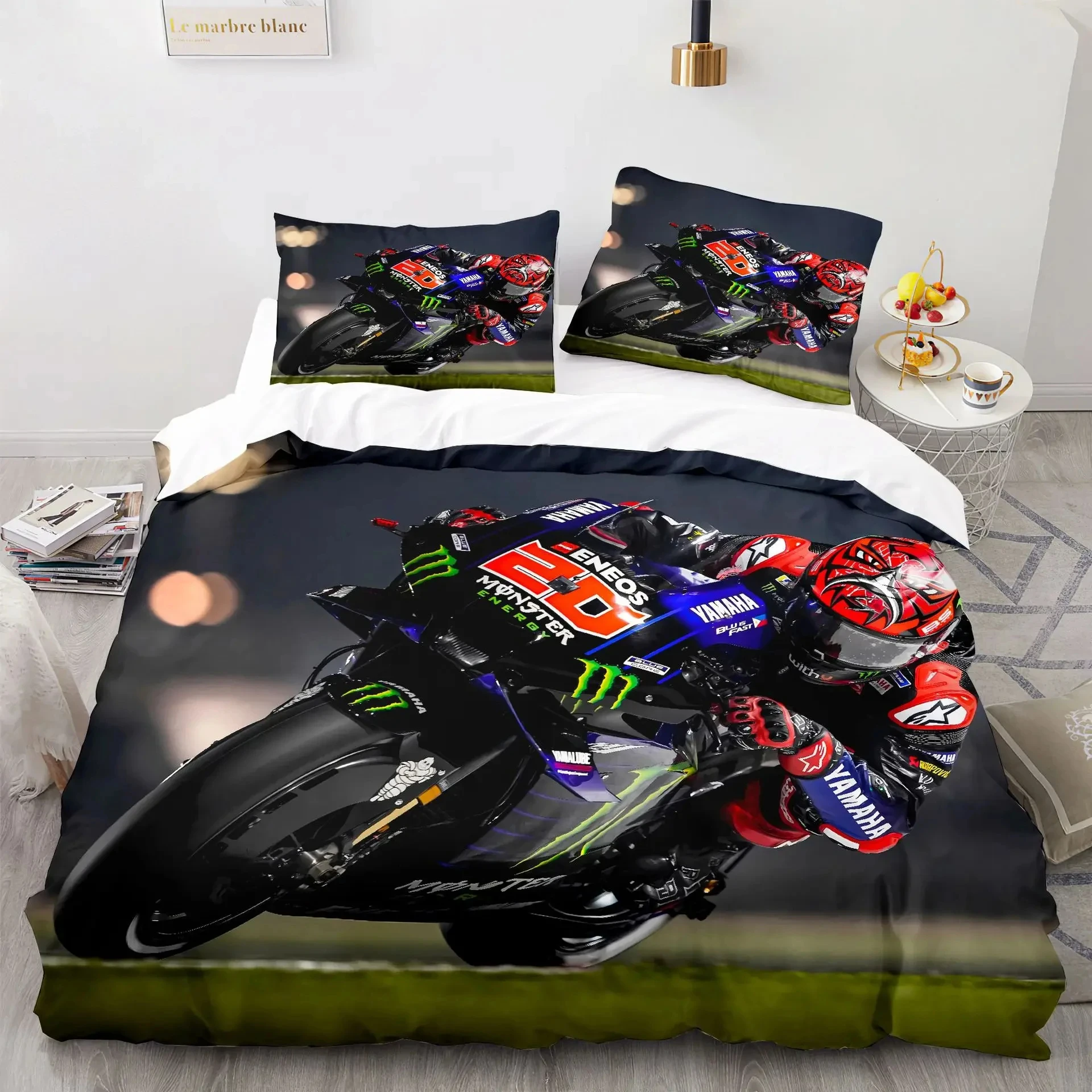 Imagem -03 - Conjunto de Cama Impressão 3d Marc Marquez Capa de Edredão Cama Colcha Fronha Consolador Rei Queen Size Meninos Adulto 93