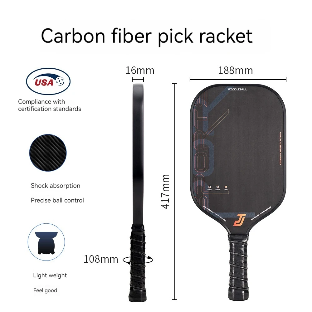 Pickleball Paddle Set Brand Good Quality Racket with Matte Teflon Carbon Fiber Pattern Funny Pickleballs Palas Court Portable