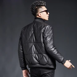 Men's Sheepskin Jacket Winter Warmth Fashionable Thick Genuine Leather Jacket Male Short Duck Down Jackets Man Puffer Jacket Men