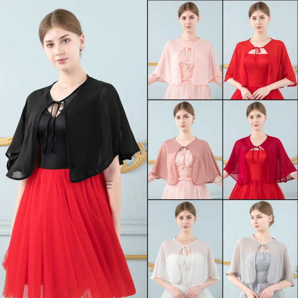 Fashion Pure Color Women Shawl Polyester One Size Air-Conditioning Shirt Chiffon Sunscreen Shawl Wedding