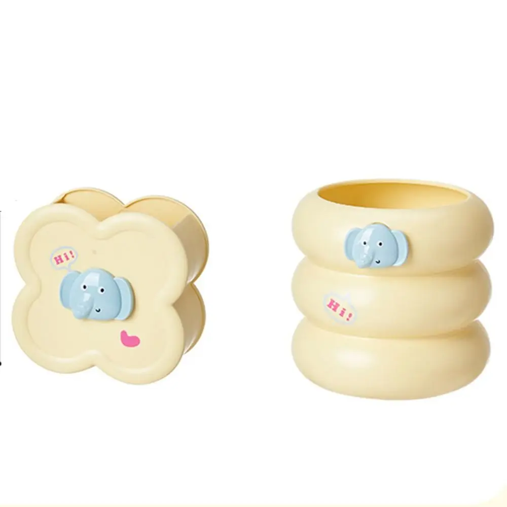 Round/Square Pen Holder Cute Cartoon Creative Plastic Pencil Case Practical Multifunctional Stationery Storage Box