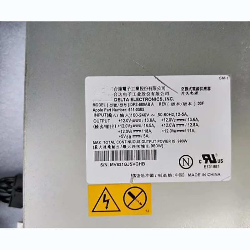 Hot Server Power Supply for Apple MacPro MA356 DPS-980AB A 614-0383 980W Ma970 A1186 Test Before Shipment