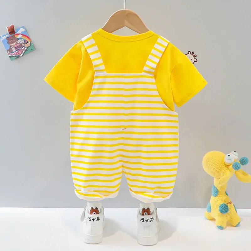 جديد الصيف طفل الفتيات الملابس دعوى الأطفال الفتيان قصيرة الأكمام تي شيرت وزرة 2 قطعة/المجموعة طفل عارضة زي الاطفال رياضية #5