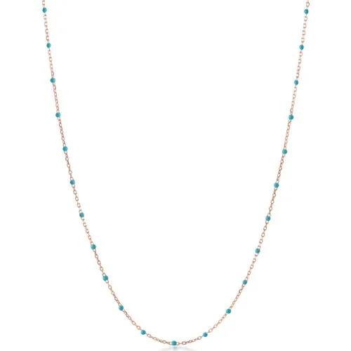 Foreva Jewels Blue Cabochons Rose Plated Necklace