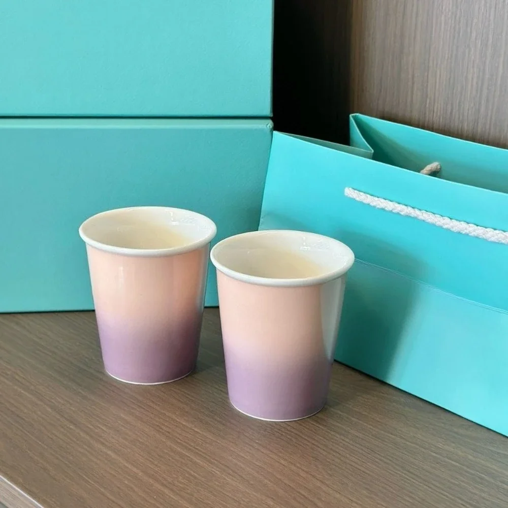 الفاخرة السيراميك القهوة الجاموس كوب حليب يده سميكة مكافحة السمط تقليد ورقة كوب الرياضة في الهواء الطلق كوب ماء التدرج اللون
