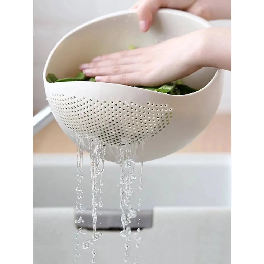 1PC-Silicone Colander Rice Bowl Drain Basket Fruit Bowl Washing Drain Basket with Handle Washing Basket Home Kitchen Organizer - view 2