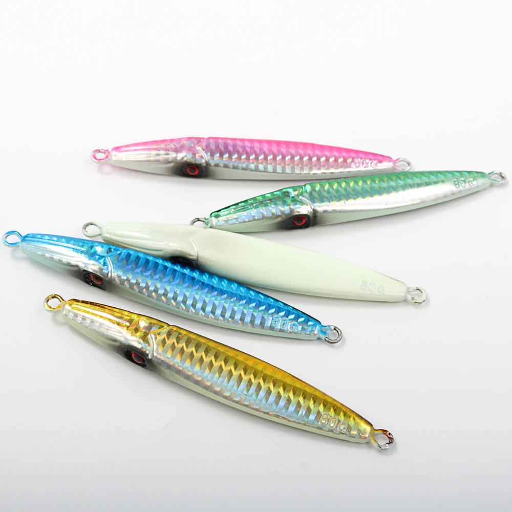 JIGGING PRO Metal Jig 60g 80g 100g Luminous Glow Fast Sinking Slow Jigging Saltwater Fishing Lure - view 5