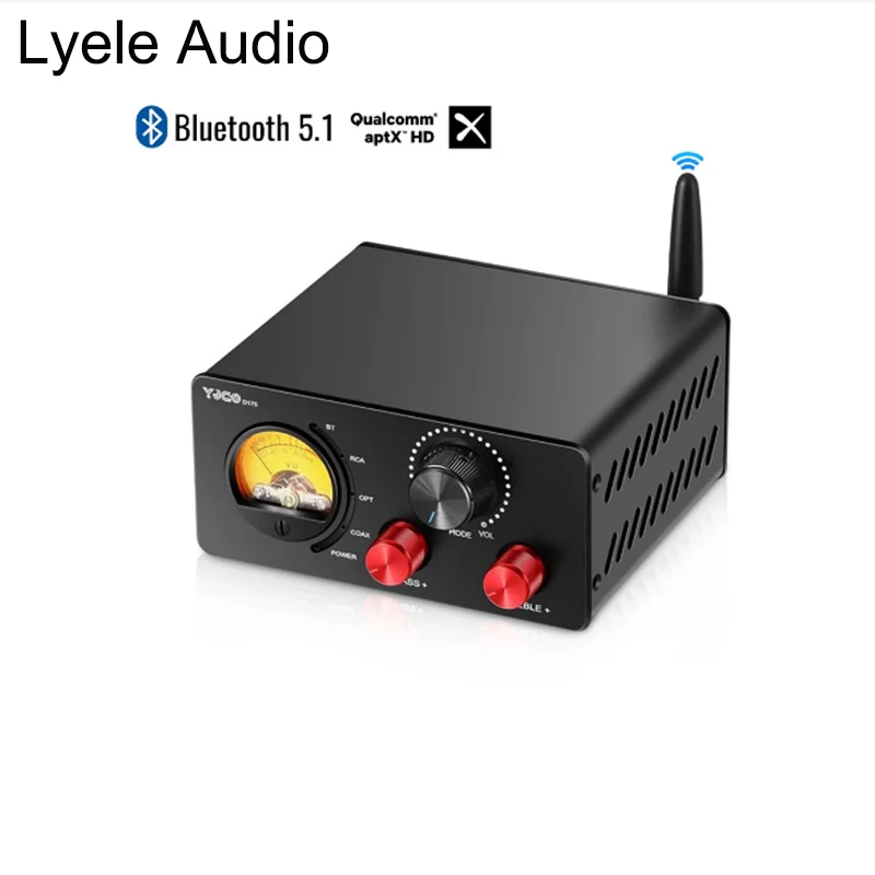 

Lyele Audio TPA3251 Desktop Mini Digital Amplifier 5.1 Bluetooth Amplifier ES9038 Decoding Digital HiFi Sound Amplifier Vu Meter