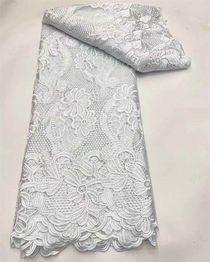 新作のツートンカラーのポリエステル刺繍ドレス、刺繍生地のドレス