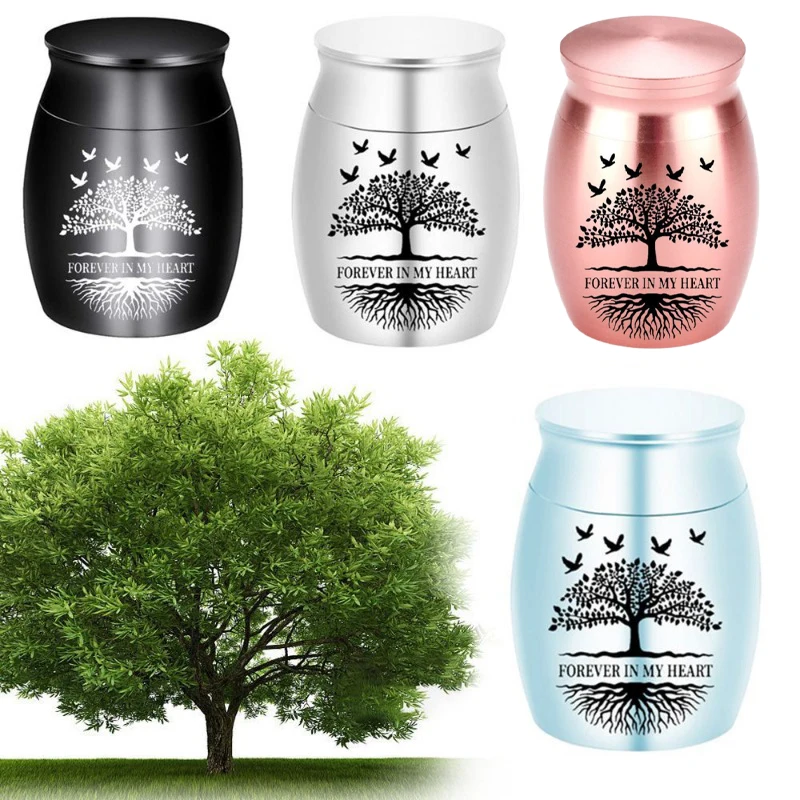 Pet Urn Tree of Life Metal Memorial Jar Cat Dog Funeral Products Sealed Prevents Water Ingress Easy To Carry Pets Urn Boxes