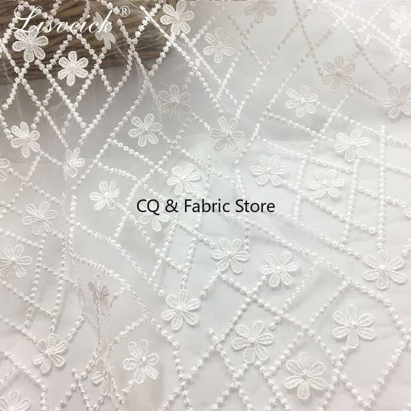 

1-ярдовая вышивка, маленькая цветочная марля, свадебное платье, кружевная ткань, белая юбка ручной работы «сделай сам», одежда, лоскутное шитье, принадлежности