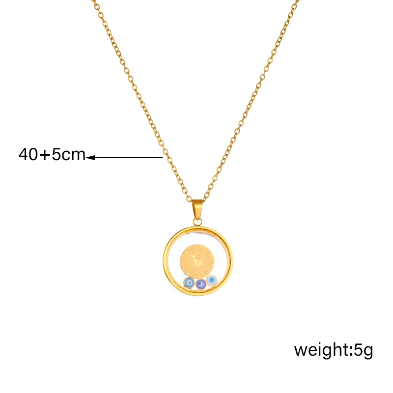 DIEYURO 316L Stainless Steel Round Portrait Eye Necklace Bracelet For Women Girl Fashion Non-fading Jewelry Set Party Gift