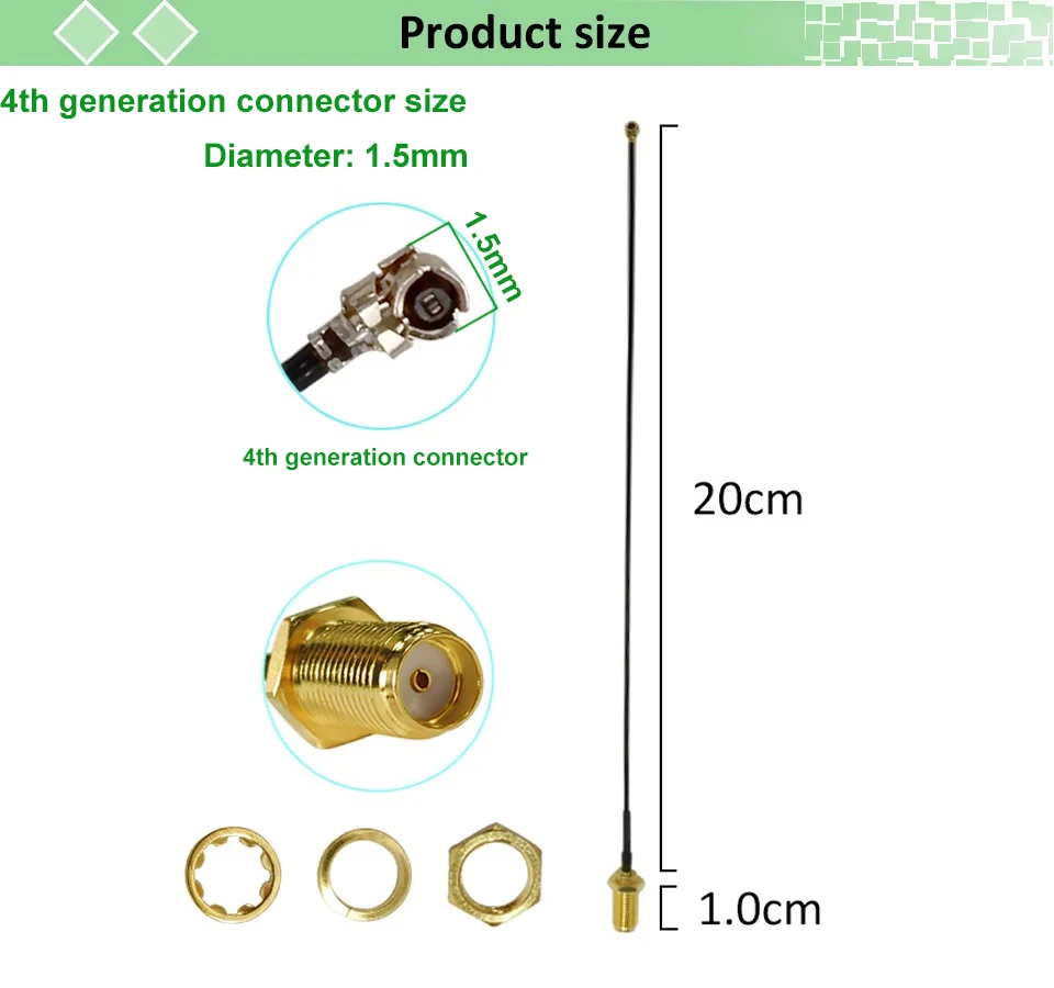 EOTH 2/5 Stück 868MHz Antenne 3dBi Verstärkung SMA Stecker Weiß und 4. RG0.8 Pigtail LoRaWAN für Lora IoT Geräte Gateway Drahtlosmodul – Detail 6