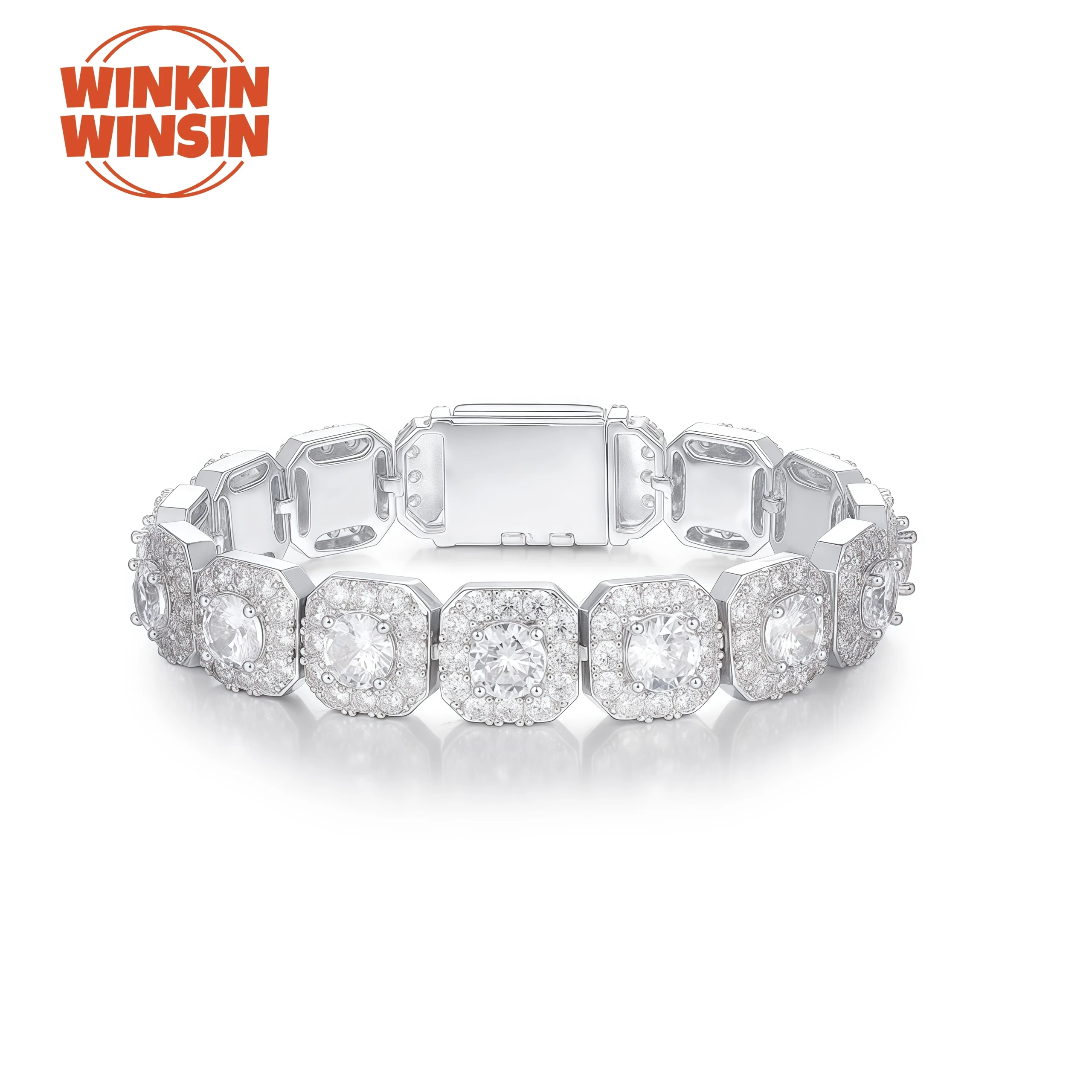 

Winkin Winsin Luxury Brand Designer S925 Sterling Silver Bangle GRA Certificate Bracelet For Square Moissanite Bracelet Jewelry