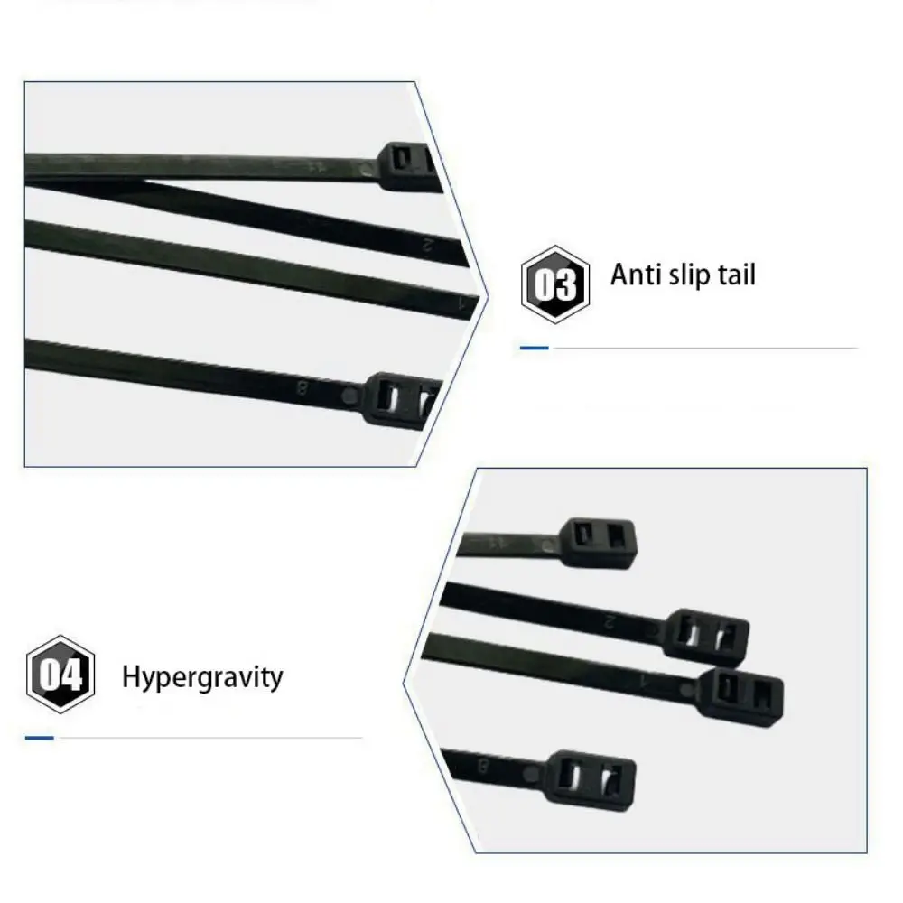 100Pcs Outdoor Zip Tie Electrical Wire ties Double Flex Fasten Loop Tie Band Cable Ties