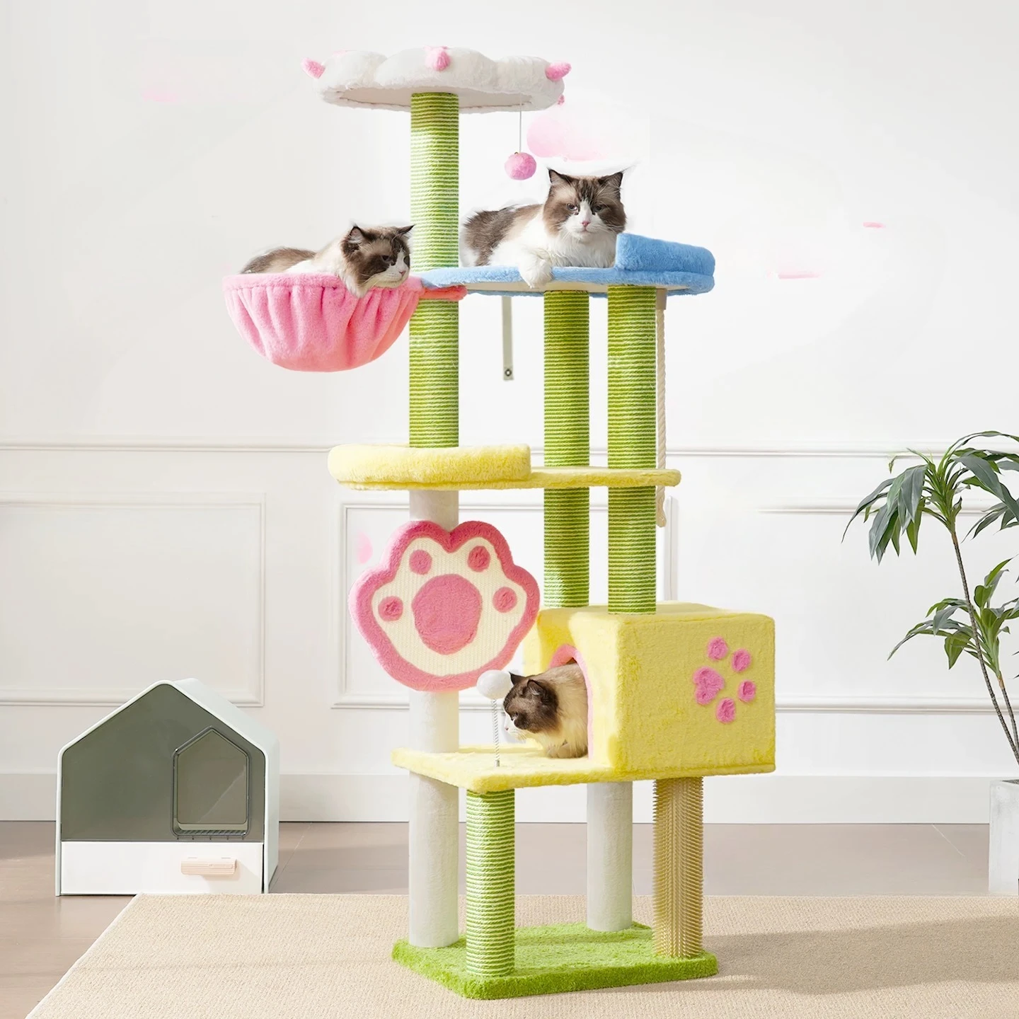 Fashionable Toys Cat Tower Wooden Multi-Level Climbing Wall Accessories Cat Tower Bed Stairs Arranhador Para Gato Pet Furniture