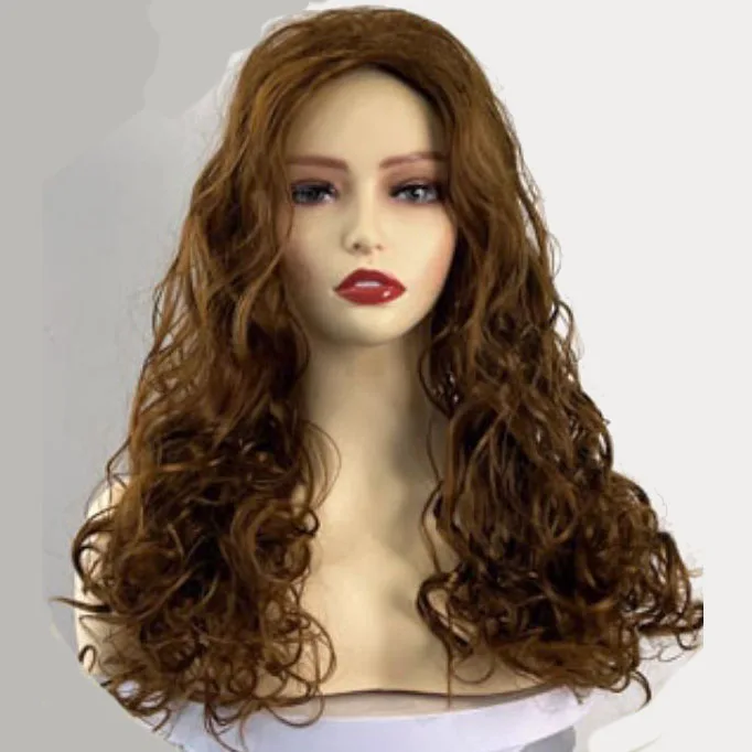 Vintage brown extra long curly wig with atmospheric feel, full head cover for daily commuting, holiday gift