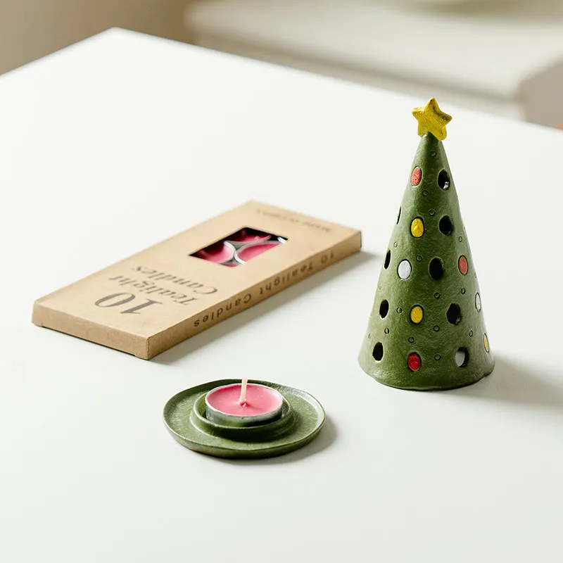 

Christmas tree candle holder household indoor creative small ornament scented candle base high value ambient light
