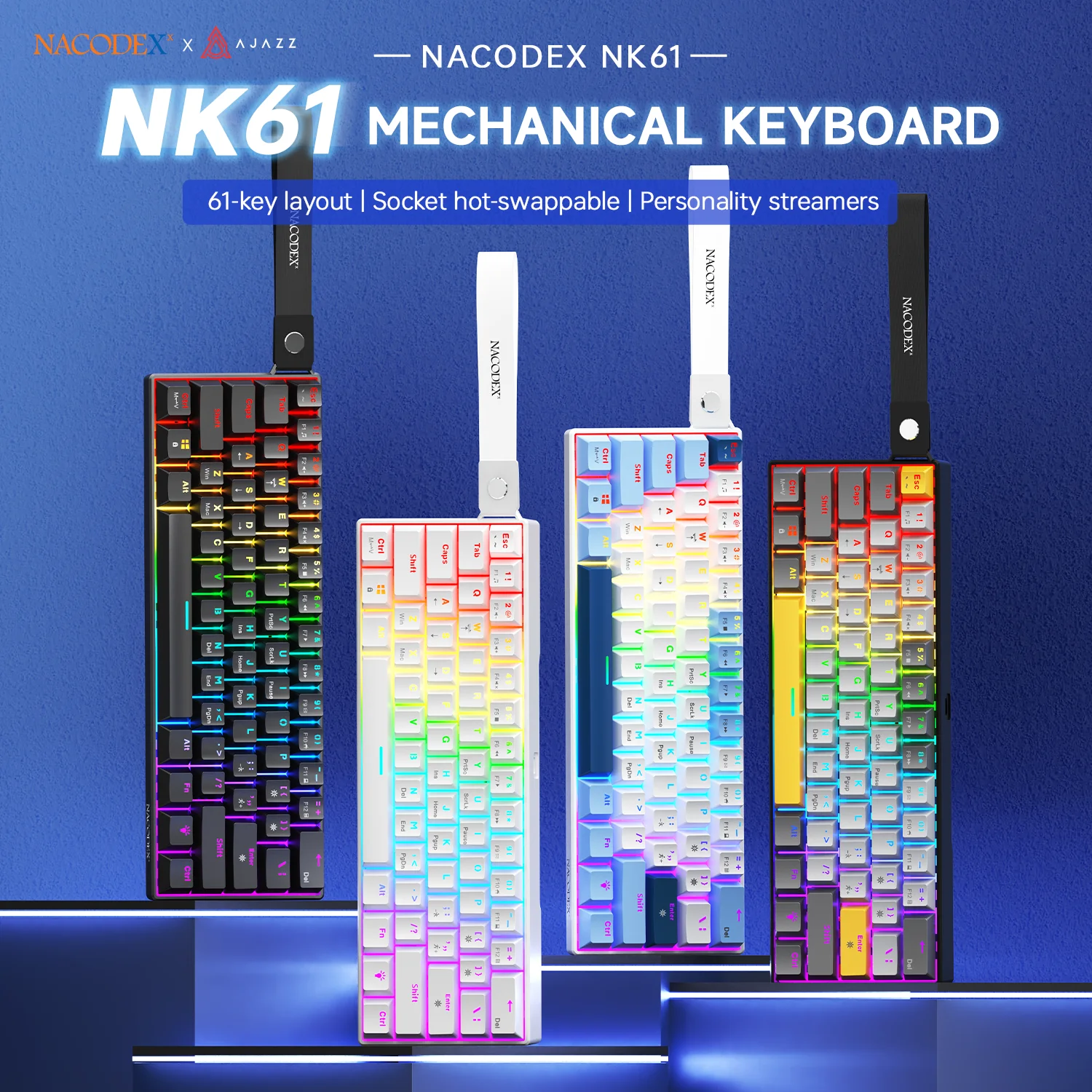 Gaming Keyboard Hot Swappable - AJAZZ NK61 Mechanical Wired Gaming Keyboard