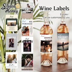 20pcs Customized Wine Label Personalized Photo Celebration Labels Name Text Image Bottle Label Stickers Birthdays Wedding Decor