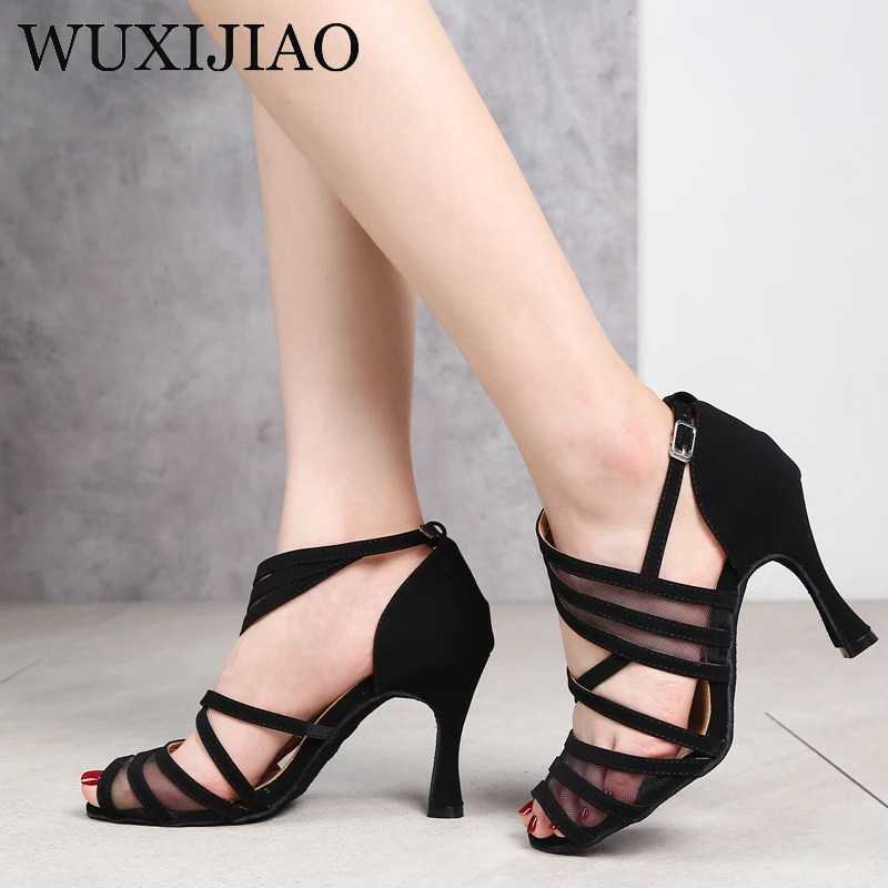 WUXIJIAO-zapatos de baile latino de ante para niña, sandalias rojas para baile de tango y salsa, calzado deportivo para interiores