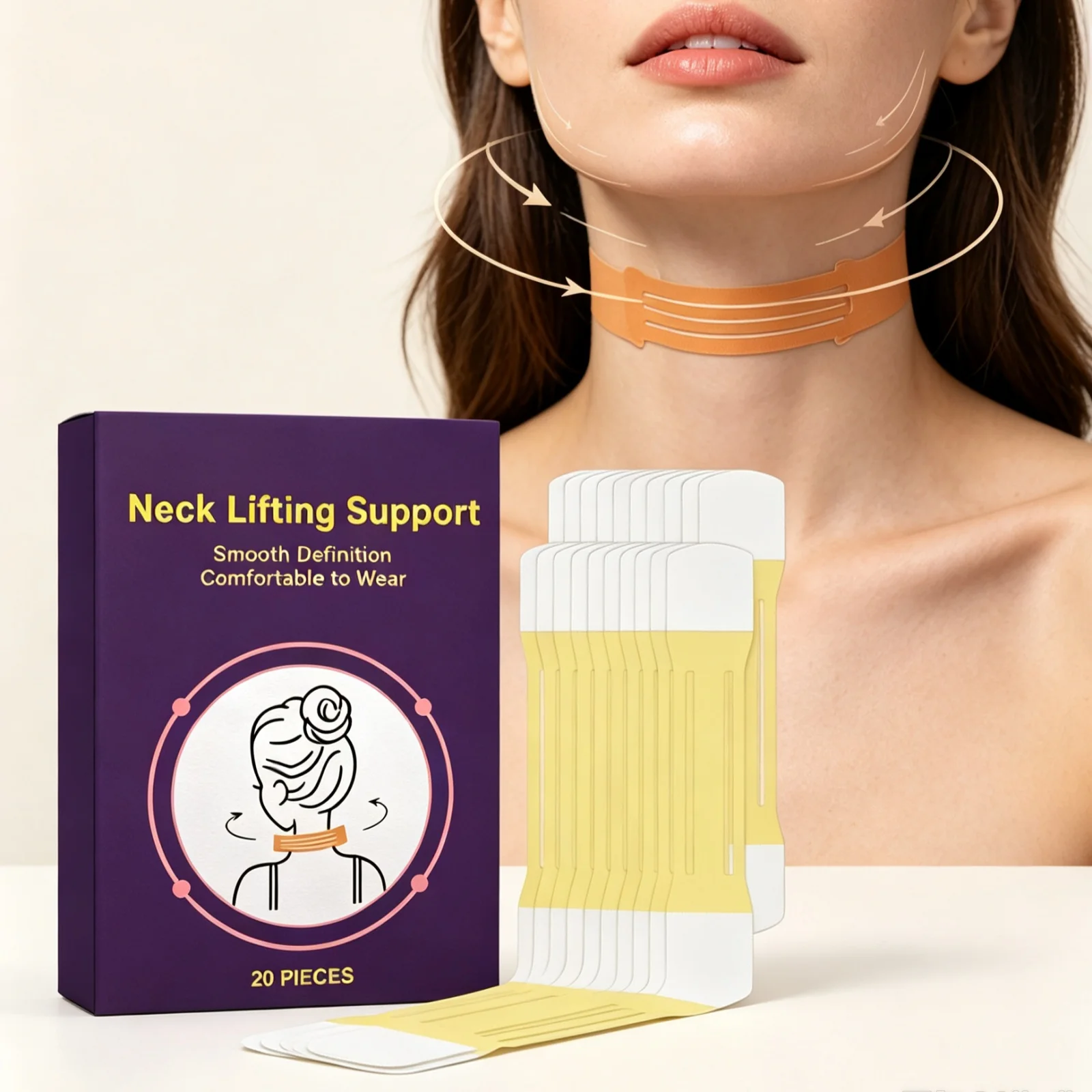 Face Neck Lifting Tape Invisible Breathable Wrinkle Reduction Improve Skin Sagging Anti‑sagging Tightening Loose Neck Skin Patch