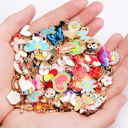 10/30/50Pcs Mixed Jewelry Pendants Enamel Butterfly Flowers Love Heart Charms For DIY Earrings Necklace Jewelry Accessories