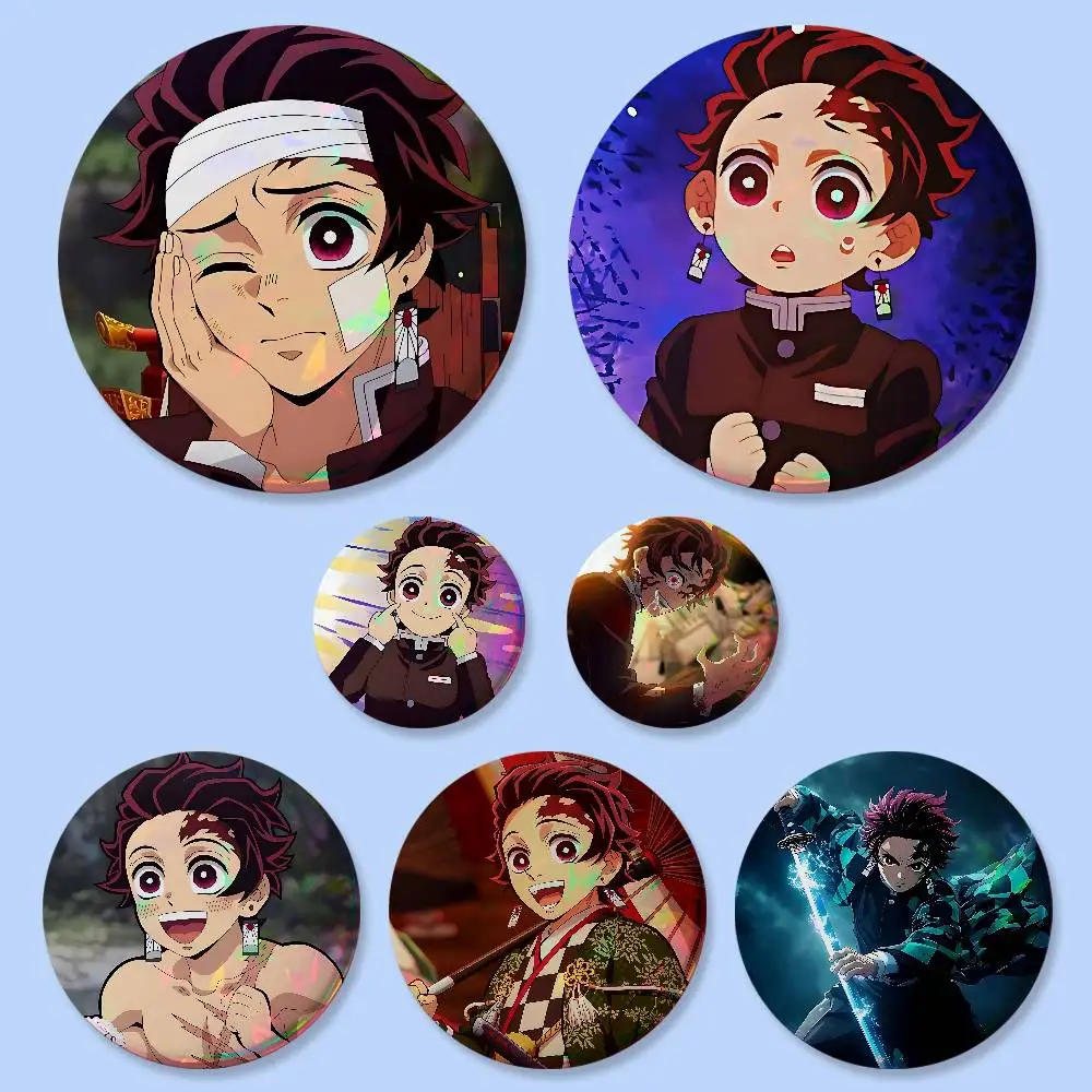 Coole Tanjiro Kamado-S Abzeichen 25 32 44 58 75 mm Runde Cosplay-Pins Taschendekoration Fans Sammler Freunde Geschenke Brosche Souvenir