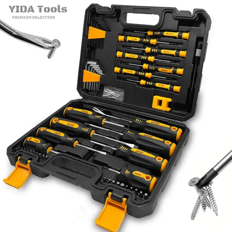 53 Pcs Screwdriver Bit Set Manual Handheld Multi-functional Tool Kit for Woodworking Maintenance Cross-border